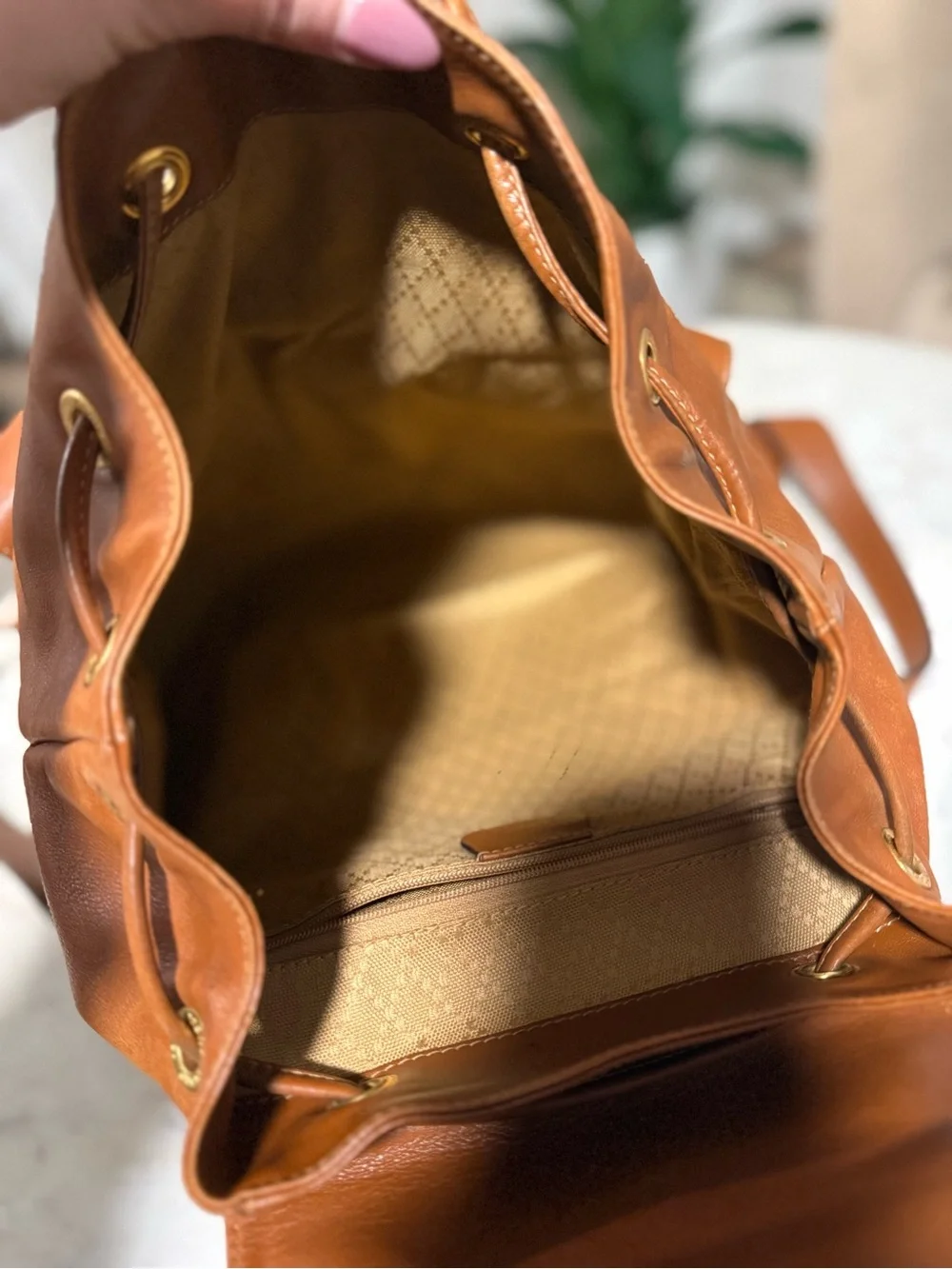 VINTAGE Gucci Brown Bamboo-Handle Leather Backpack